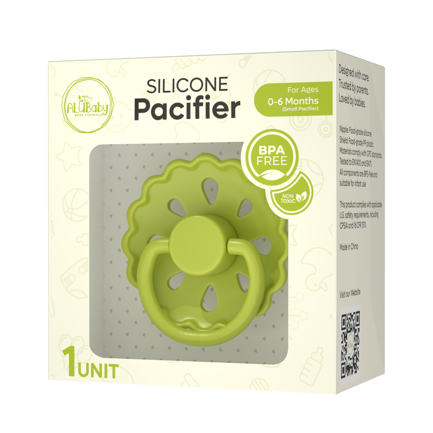 Alubaby Silicone Pacifier Avocado Cream small