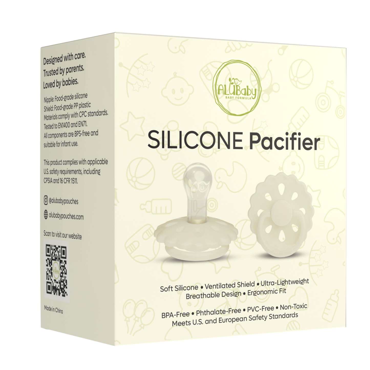 Alubaby Silicone Pacifier – Soft Ivory (Small)