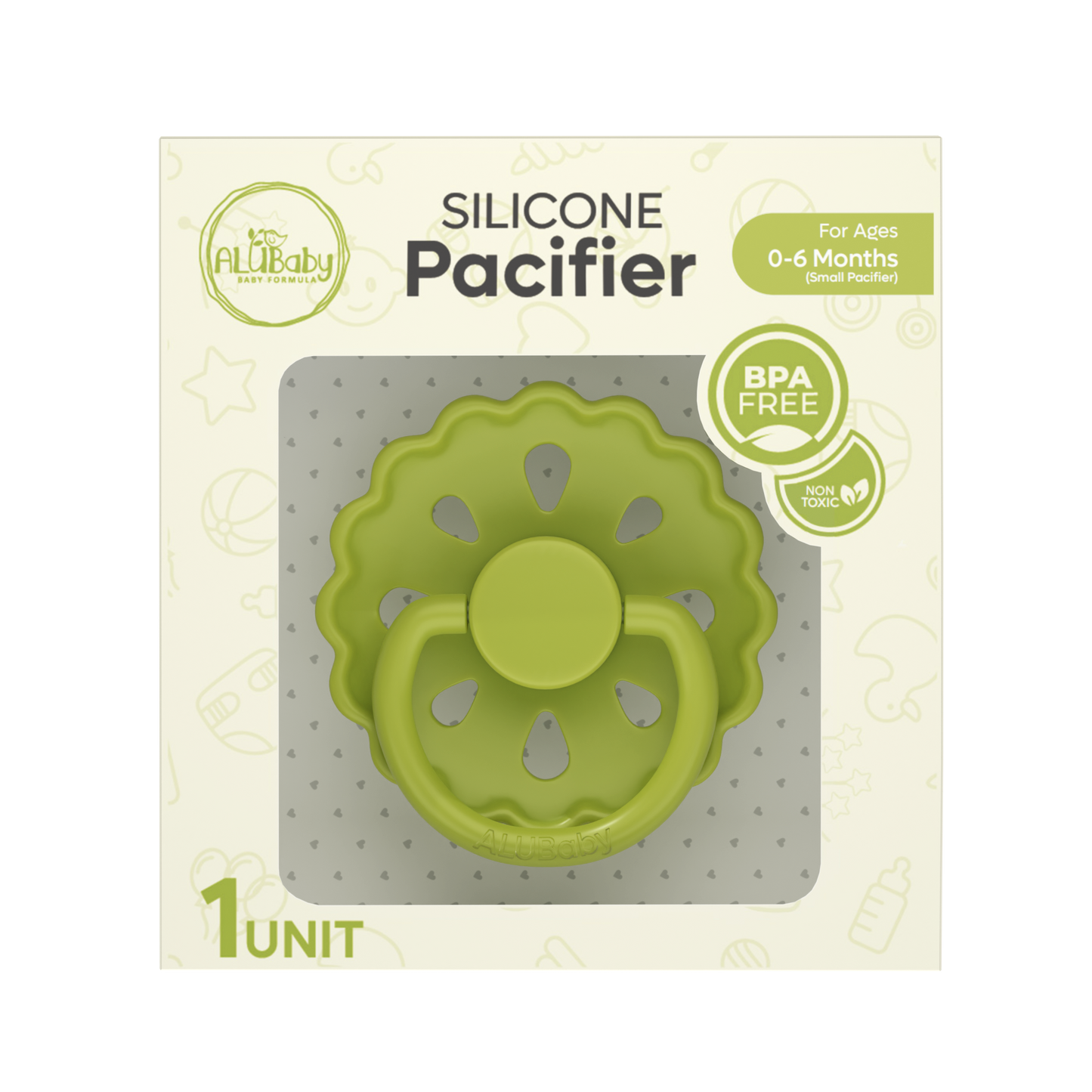 Alubaby Silicone Pacifier Avocado Cream small