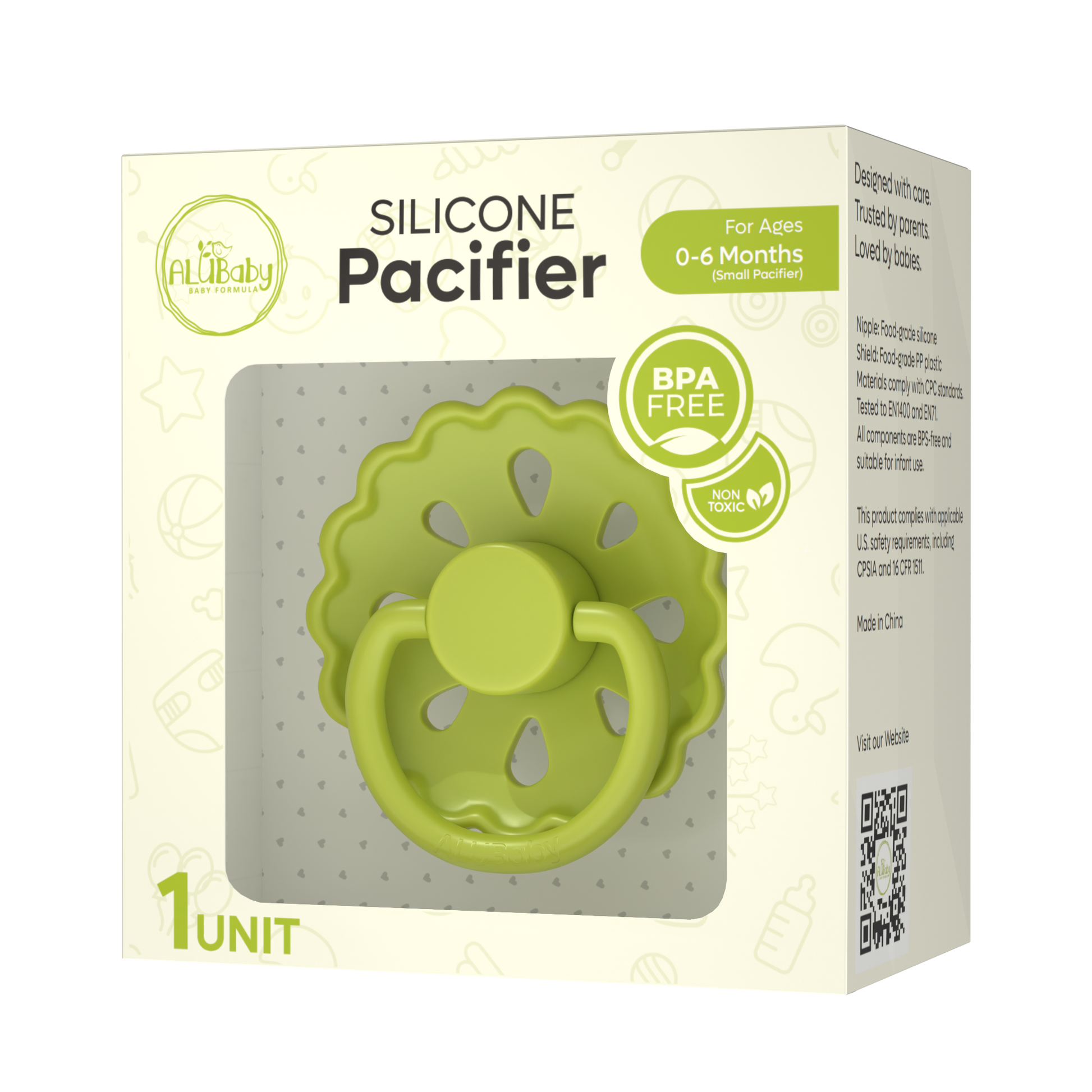 Alubaby Silicone Pacifier Avocado Cream small