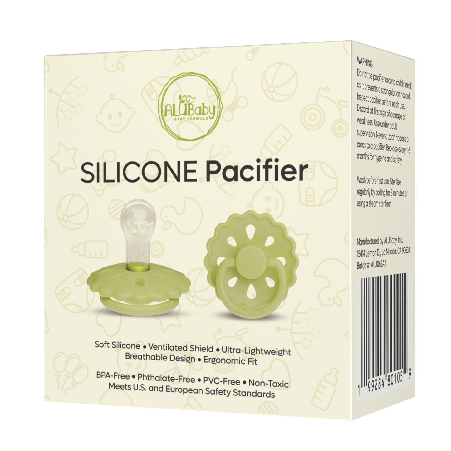Alubaby Silicone Pacifier Avocado Cream small