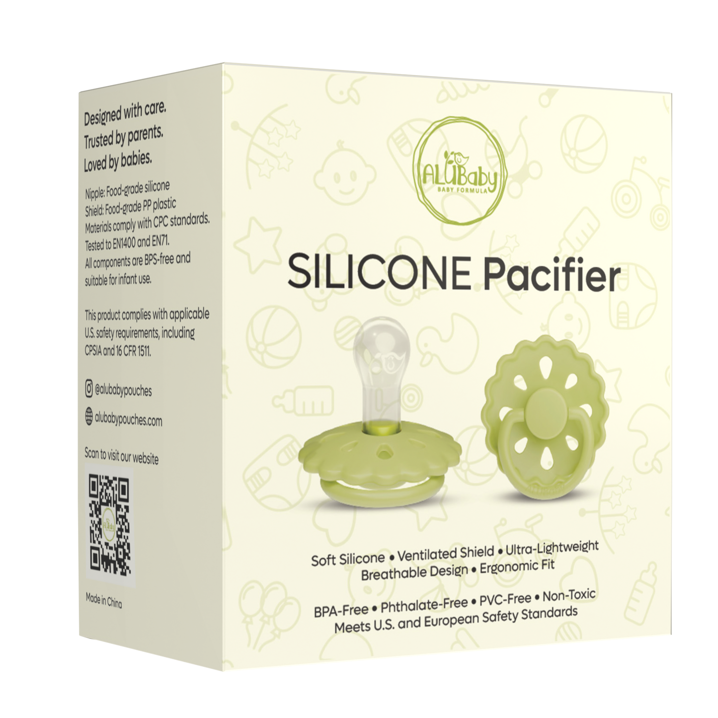 Alubaby Silicone Pacifier Avocado Cream small