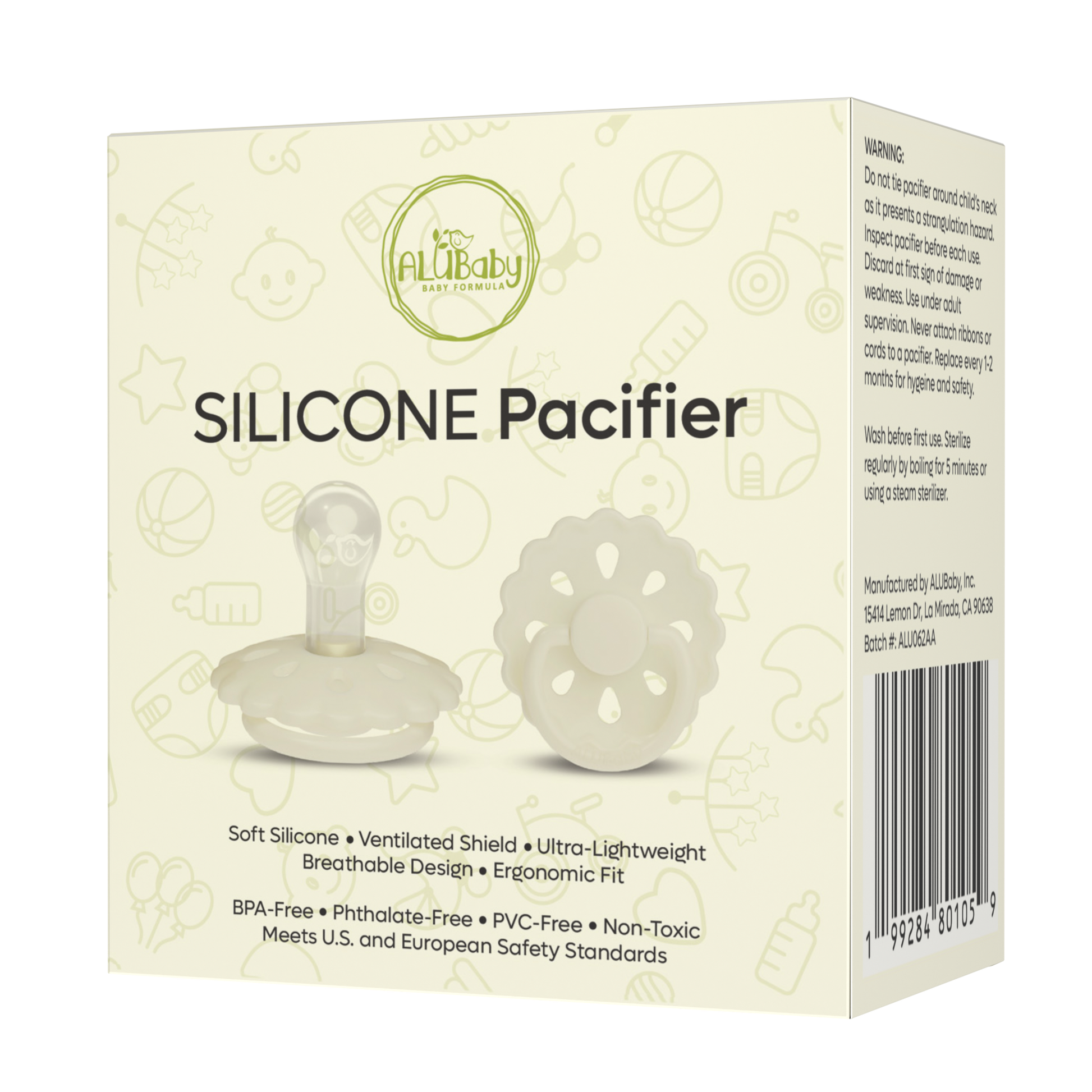 Alubaby Silicone Pacifier – Soft Ivory (Medium)
