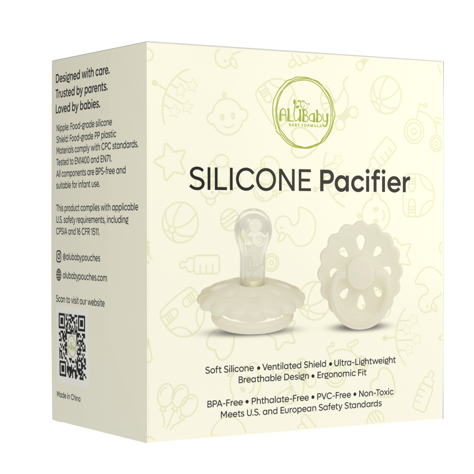 Alubaby Silicone Pacifier – Soft Ivory (Medium)