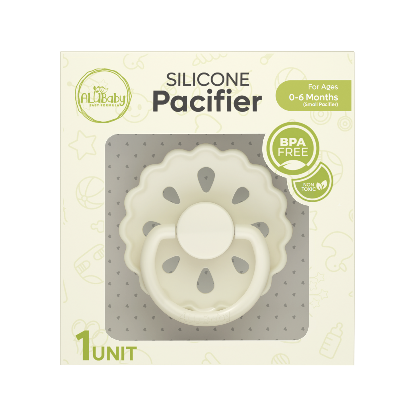 Alubaby Silicone Pacifier – Soft Ivory (Small)