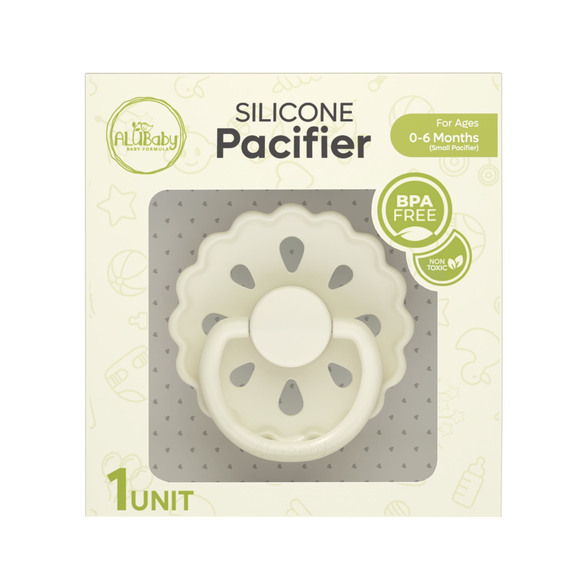 Alubaby Silicone Pacifier – Soft Ivory (Small)