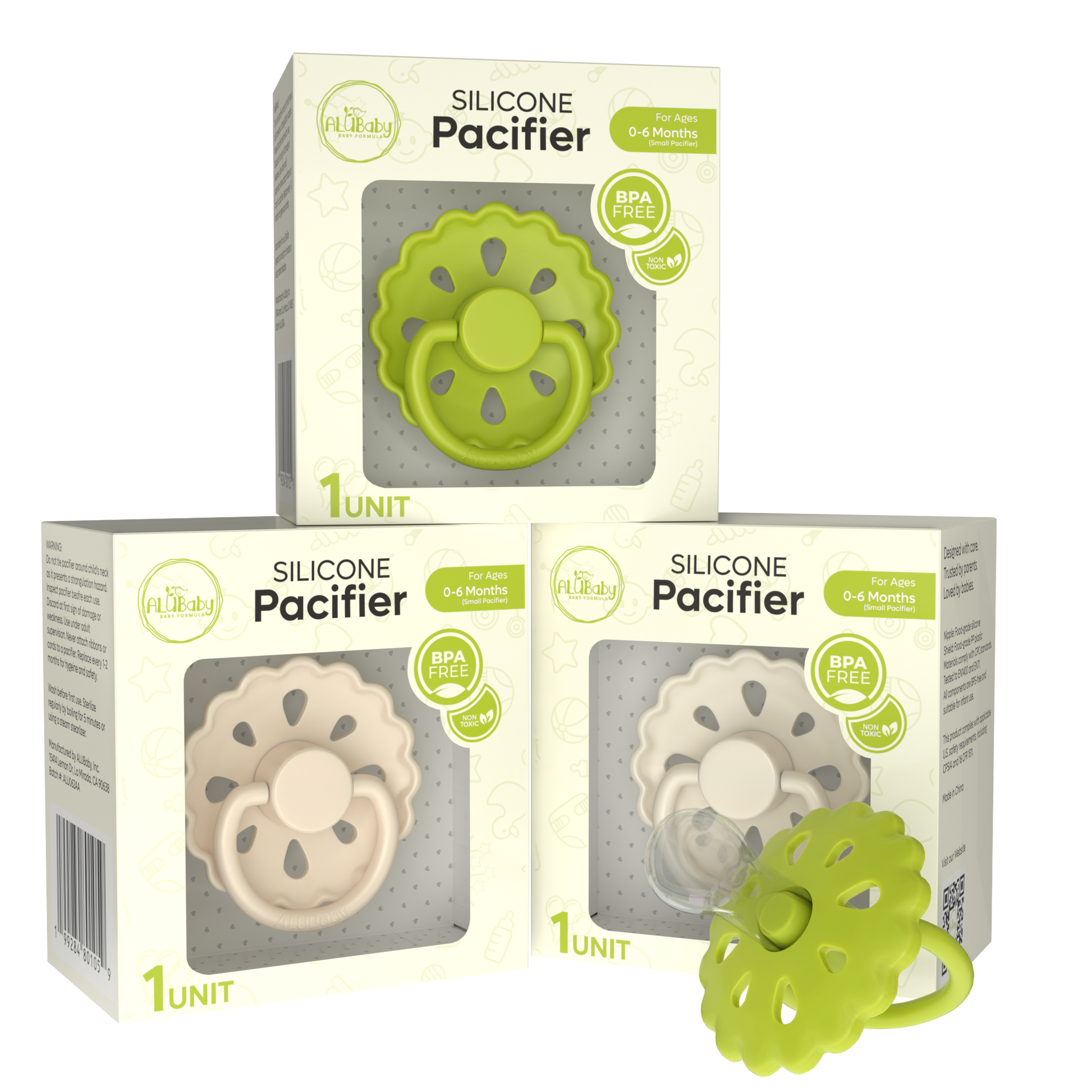 Alubaby Silicone Pacifier – Soft Ivory (Small)