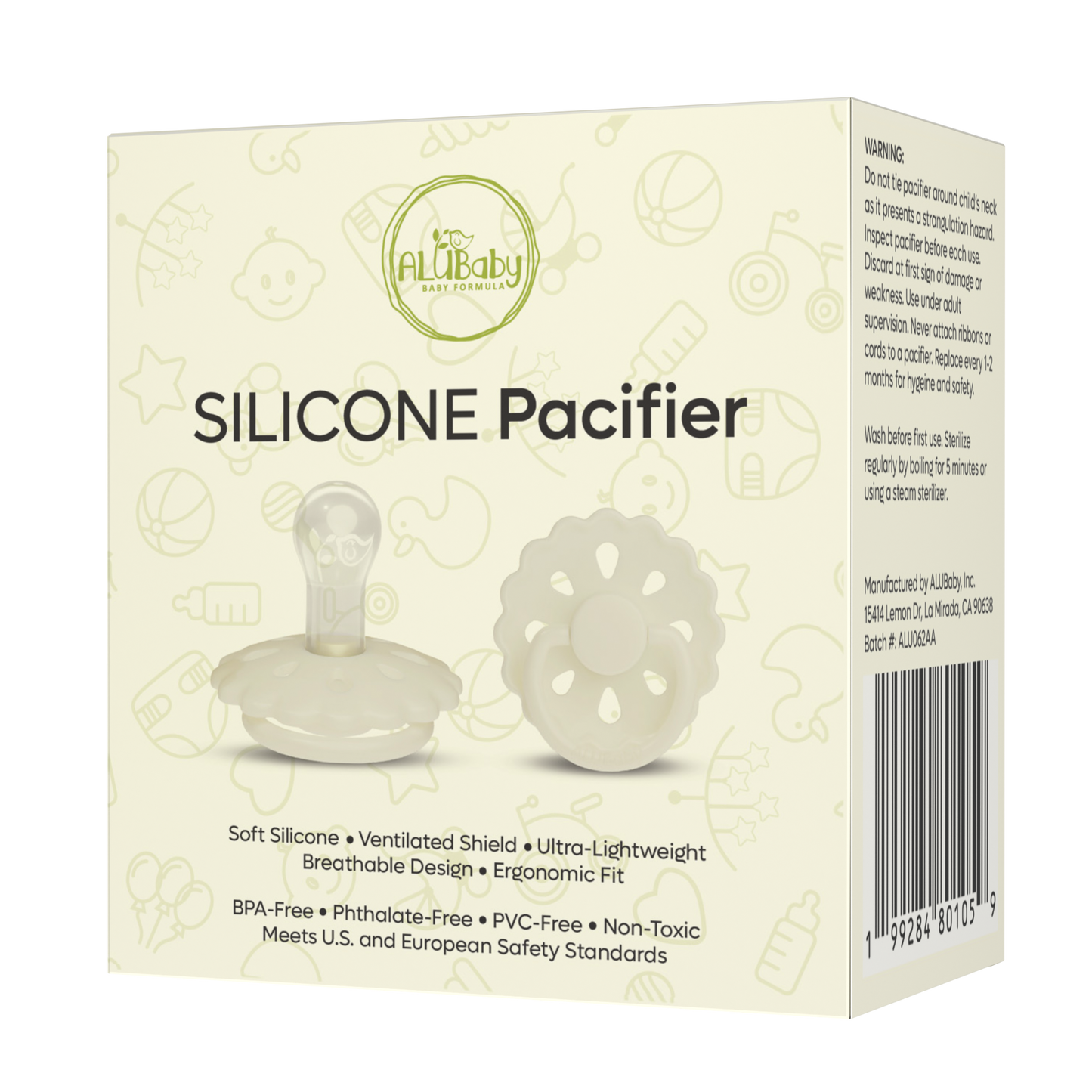 Alubaby Silicone Pacifier – Soft Ivory (Small)