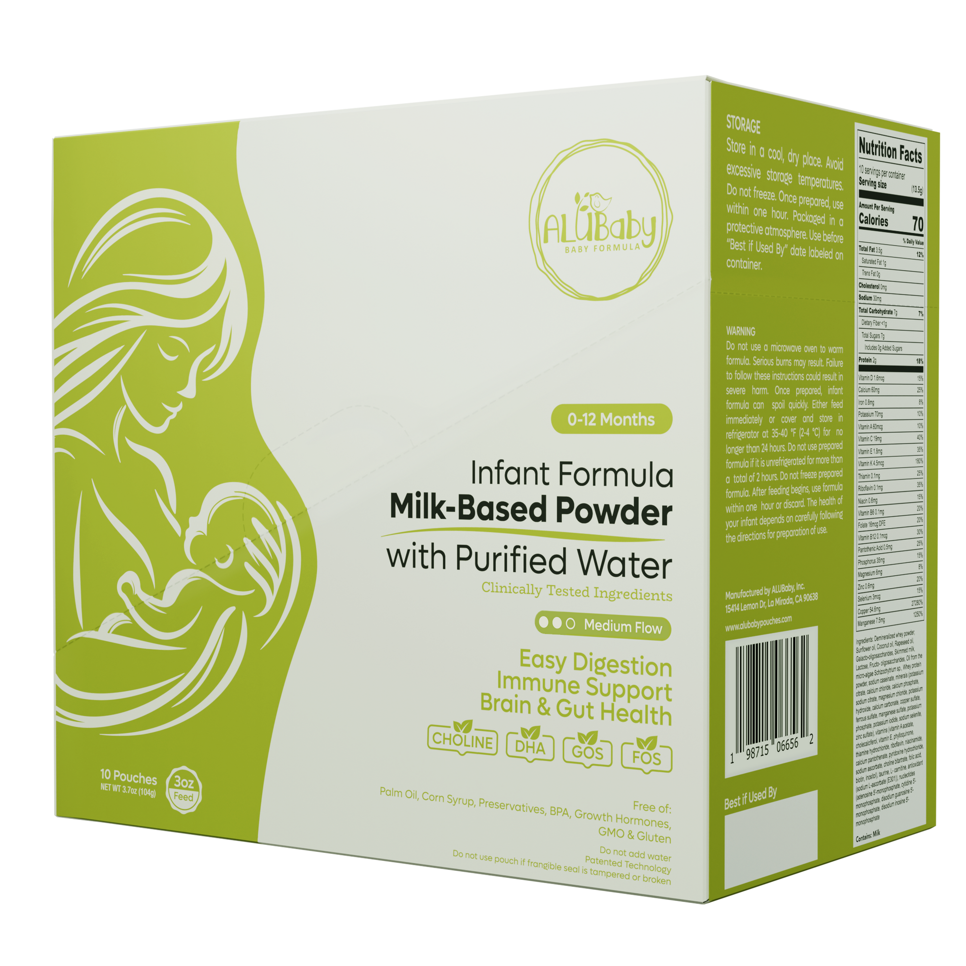 Alubaby Infant Formula Pouches (Medium Flow) 10 Count - 3oz